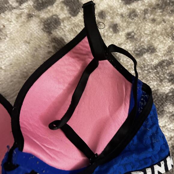 Pink by Victoria Secret Blue Lace Wear Everywhere Push Up Bra 32C - Picture 3 of 5